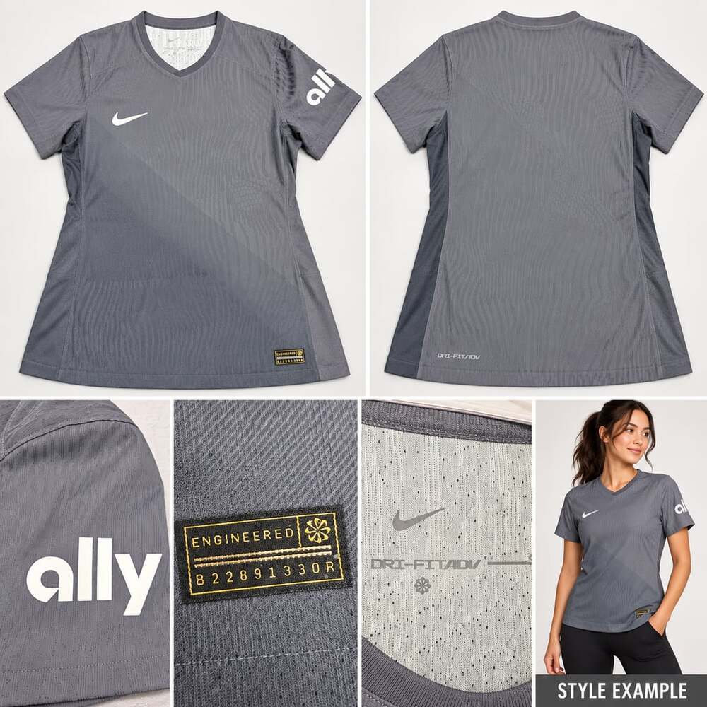 Nike Dri-FIT ADV Gray Soccer Jersey Ally Sleeve Logo size Small